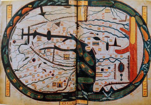 Image 1 - Mappemonde qui illustre un manuscrit du Commentaire sur l’Apocalypse de Beatus de Liebana, milieu du XIe siècle (Bibliothèque Nationale de France)