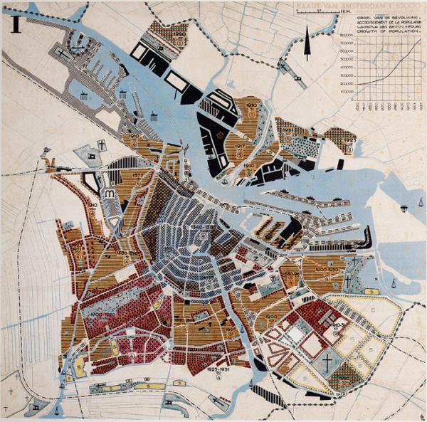 Image 14 - Analyse urbaine d’Amsterdam, carte de zonage présentée au 4e CIAM à Athènes, 1933 (Archives des CIAM, GTA, ETH, Zurich)