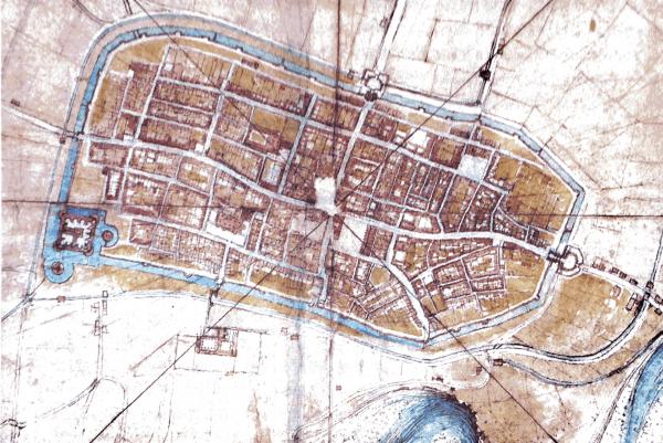 Image 5- Imola, plan de la ville attribué à Léonard de Vinci