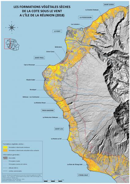 Image 1 – Carte de localisation des savanes de la côte sous le vent de l’île de La Réunion