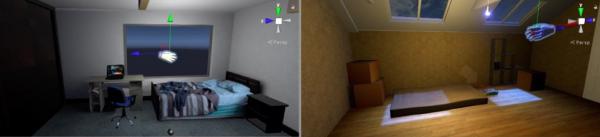 Imagen 13 - Creación de dinámicas lumínicas para acentuar la sensación de paso del tiempo. Proceso de creación de cortometraje en realidad virtual interactiva « INSOMNES VR ».<br/>Producción : [VR-LAB], Universidad de Chile.