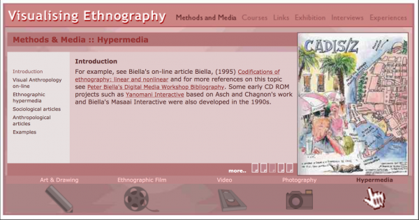 Image 1 - The Visualizing Ethnography Website. Capture d’écran du site web désormais indisponible