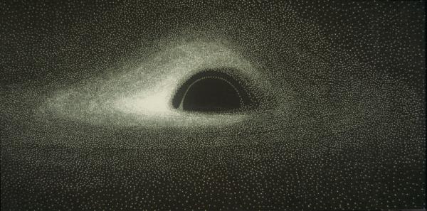 Image 12 - La simulation d’un trou noir calculée en 1979 par Jean-Pierre Luminet, chercheur du CNRS.