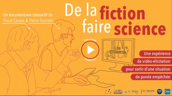 Image 1 - Écran d’accueil du documentaire interactif <em>De la fiction faire science</em>, 2019.