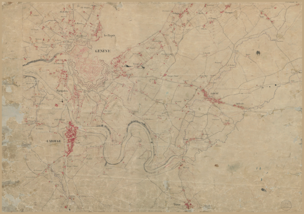 Image 23 - Carte topographique du canton de Genève levée sous la direction de Guillaume-Henri Dufour (1839).